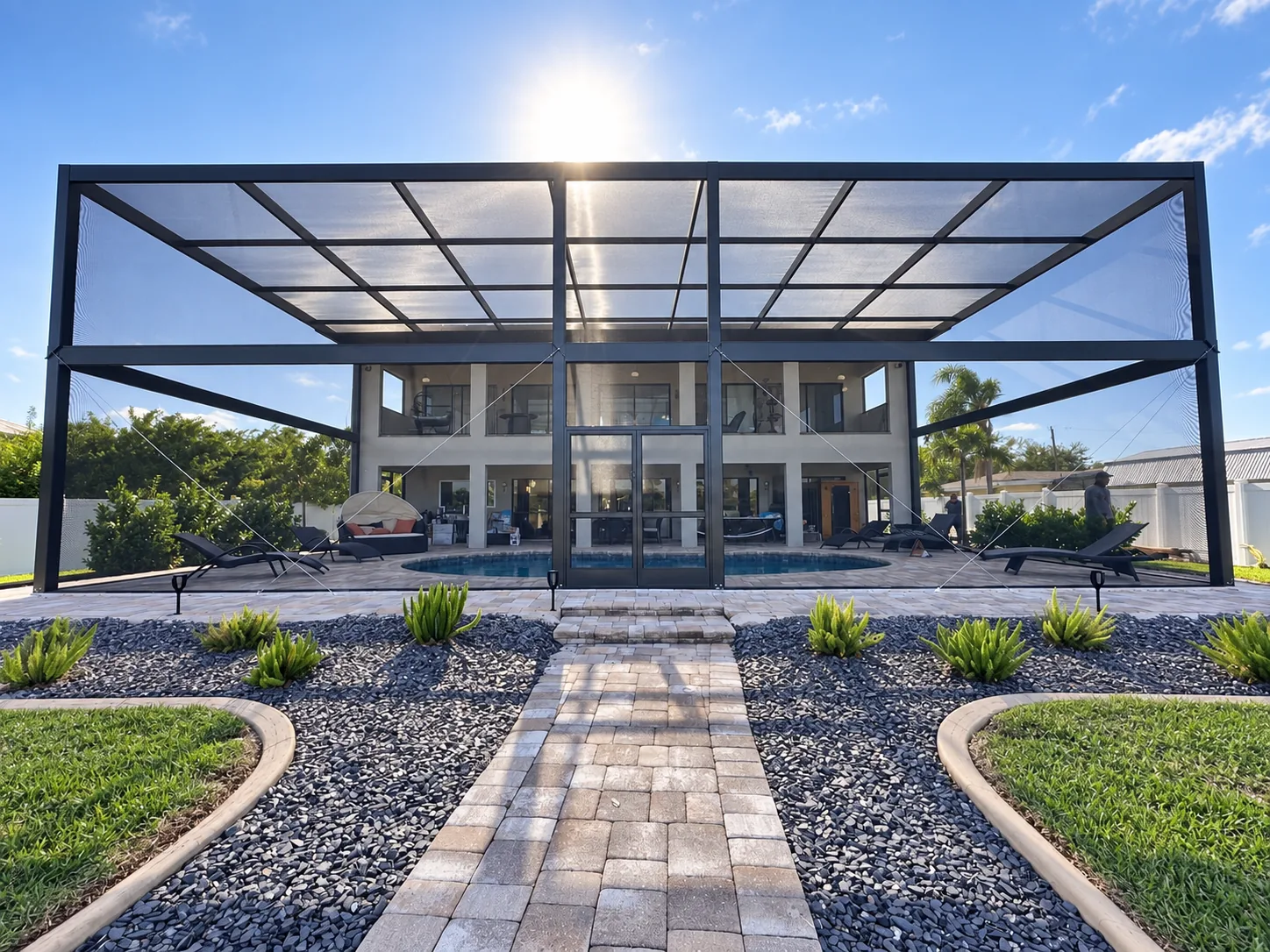 Two-story screen enclosure built by PAZ in Punta Gorda