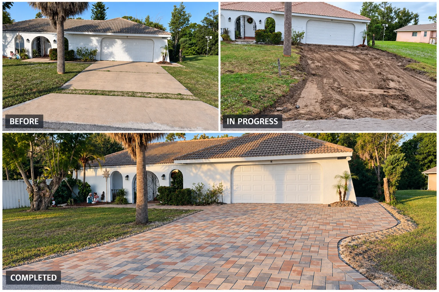 Original concrete driveway before the PAZ paver project in Port Charlotte
